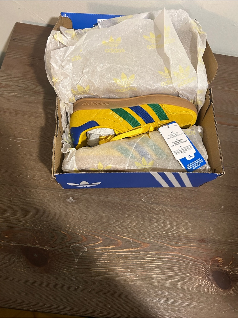 adidas Gazelle Indoor J World Cup 2026 Brazil Yellow Blue Green IH6463 Size 4Y - Picture 10 of 11